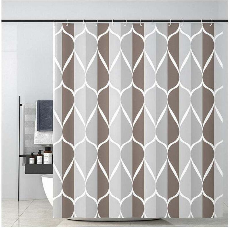 Waschbarer Duschvorhang, Wasserdichter Stoffduschvorhang, Maschinenwaschbar, Polyester Mit 12 Ringen Und Magnetkordel (grau, 180 X 200 Cm)