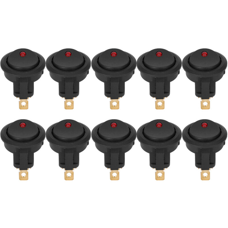 Spst Wasserdichter Rund-wippschalter Ein/aus 12 V, 10 Stück, Led-spotlight, 3-poliger Silberanschluss