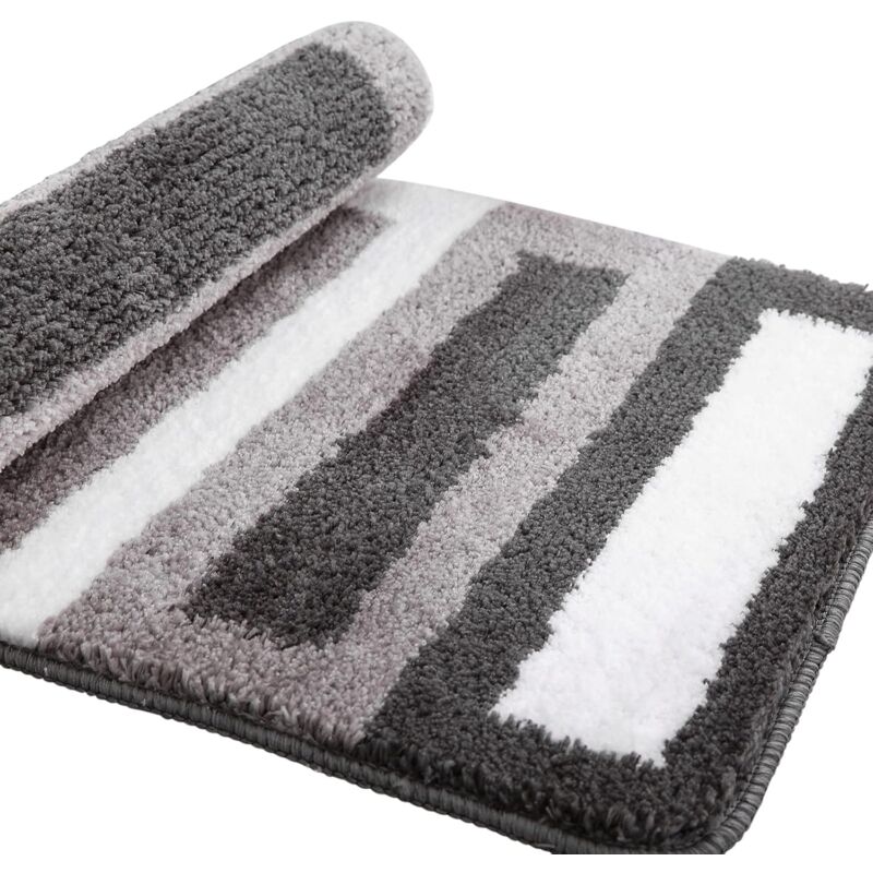 Rutschfeste Badematte, Küchenvorleger, Flauschiger Badezimmervorleger, Weiche Mikrofaser-duschmatte, Schnell Trocknend, Wasserabsorbierend, Maschinenwaschbar – 40 X 60 Cm (grau)