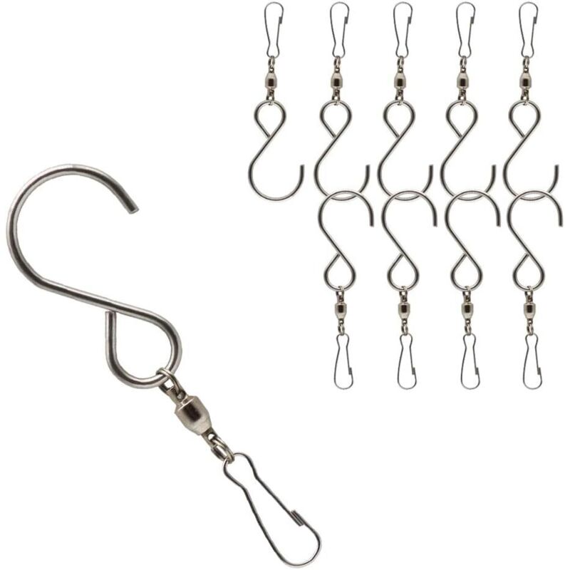10 Stück Drehhaken Mit Clips, Edelstahl-windspielhaken Für Vogelfutterhäuschen, Hängelampe, Hängenden Blumenkorb (silber)