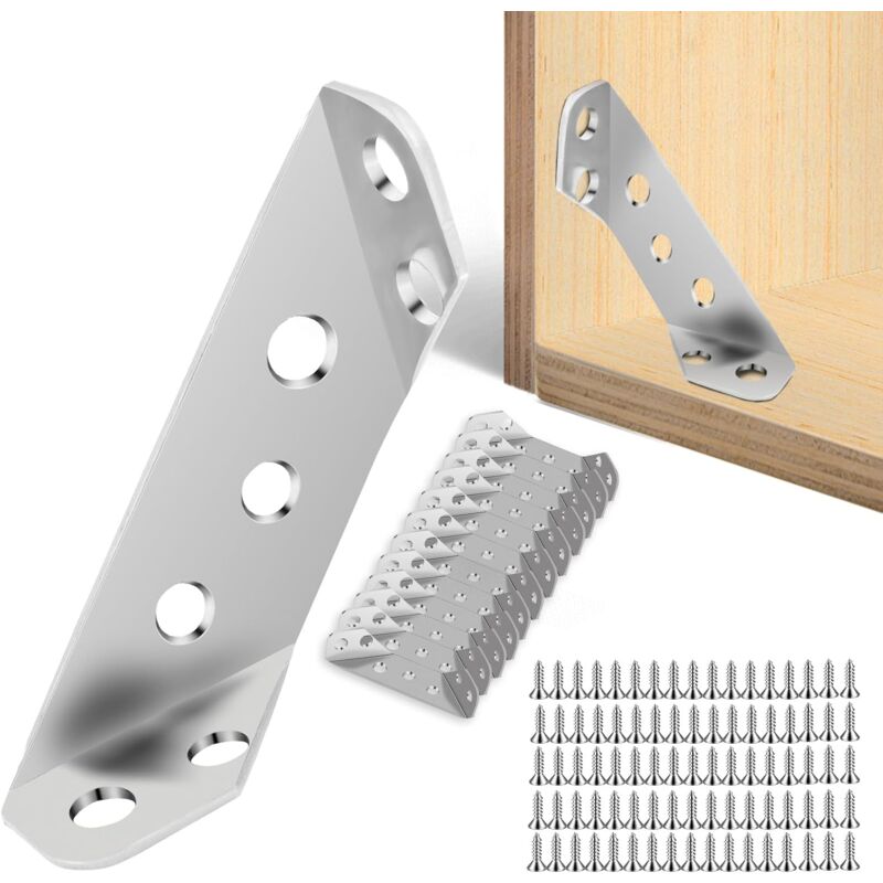 12 Stück Metallwinkel, Eckwinkel, Eckwinkel Aus Edelstahl, Dreieckige Metallwinkel, Geeignet Zum Verstärken Und Verbinden Von Schränken (silber)