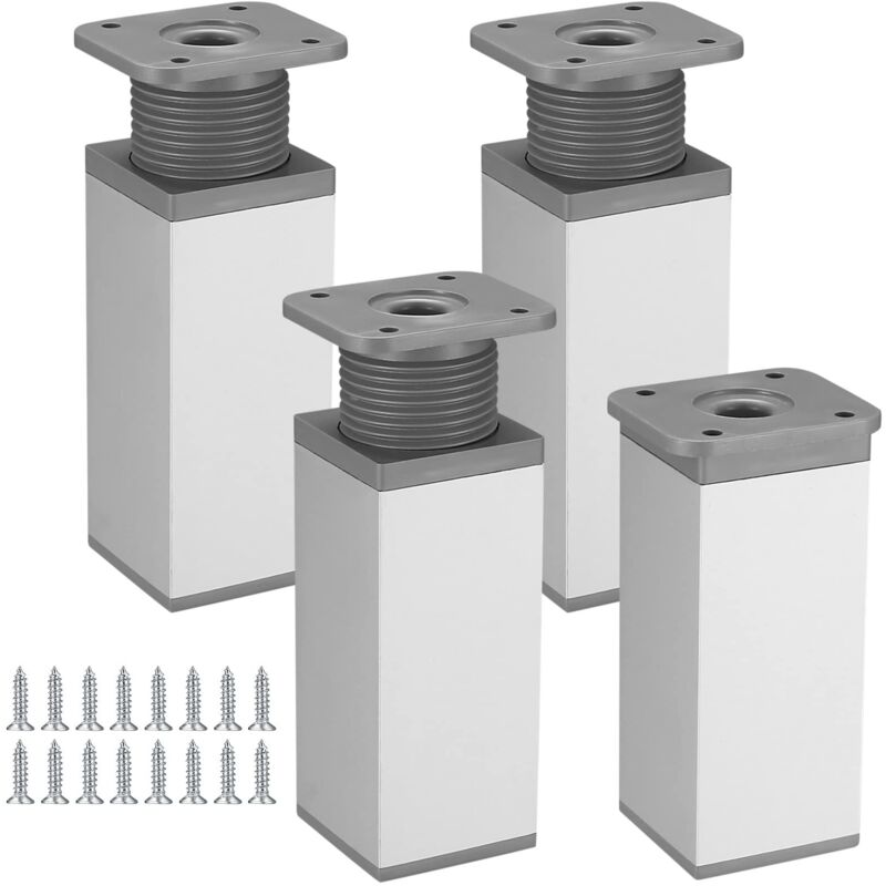 4 Stück Verstellbare Möbelbeine, Höhenverstellbare Tischbeine Aus Metall, Verstellbare Tischbeine Für Küchenschränke, Silber (10 Cm)