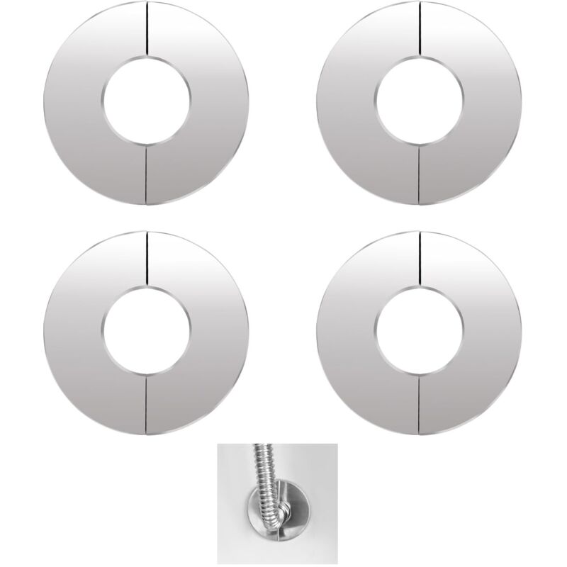 4-teilige Duschschlauchabdeckung Aus Edelstahl, Rosette Für Duschmischer, Für Wasserhähne, Schläuche, Innendurchmesser 42 Mm, Silber