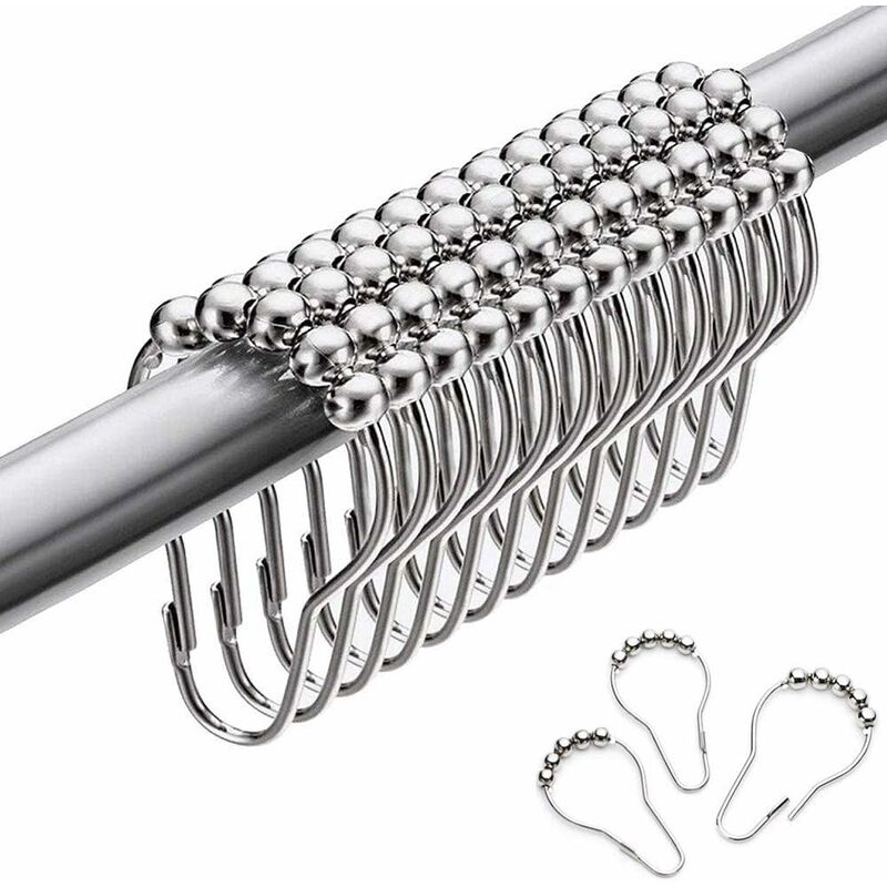 Edelstahl-duschringe, 12 Stück Duschvorhanghaken, Kleine S-haken Für Duschstange Im Badezimmer (silber)