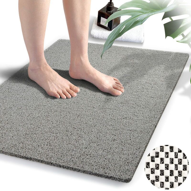 Duschmatte – 50 X 80 Cm, Grau, Strukturierte Rutschfeste Badematte, Pvc-luffa-duschmatte Für Das Badezimmer, Schnell Trocknend