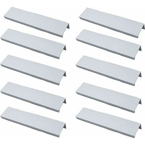 Set Mit 10 Profilgriffen, Küchenschrankgriffen, Unsichtbaren Griffen, Möbelgriffen Mit Gebürsteter Oberfläche, Möbelgriffen Aus Silberfarbener Aluminiumlegierung, 96 Mm Lochabstand