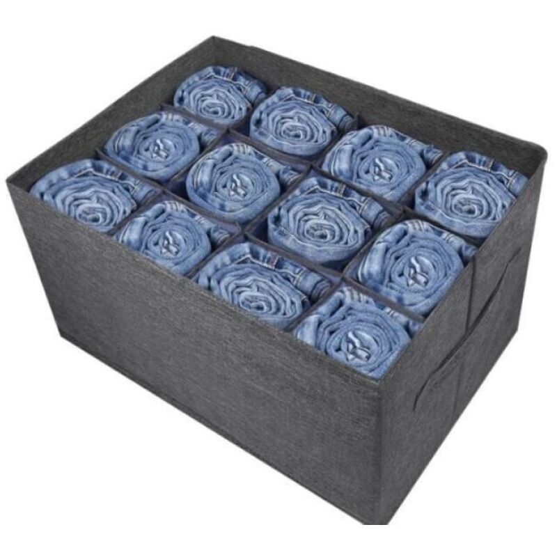 (1 Stück) Grauer Kleiderschrank-organizer, Kleiderorganizer Mit 12 Fächern Für Kleidung, Jeans, Hosen, Pullover, Handtücher, T-shirts, Schrankaufbewahrung, Kleiderschrank-organizer