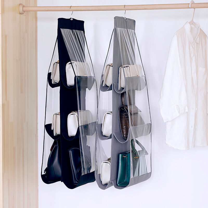 Hängender Handtaschen-organizer, 2 Stück, 6 Fächer, Staubdichte Aufbewahrungstasche Für Den Kleiderschrank (schwarz + Grau)