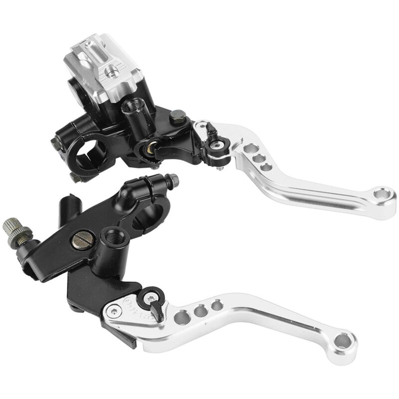 1 Paar Universelle Motorrad-brems- Und Kupplungshebel Mit Ausgleichsbehälter, 7/8" (22 Mm), Silber
