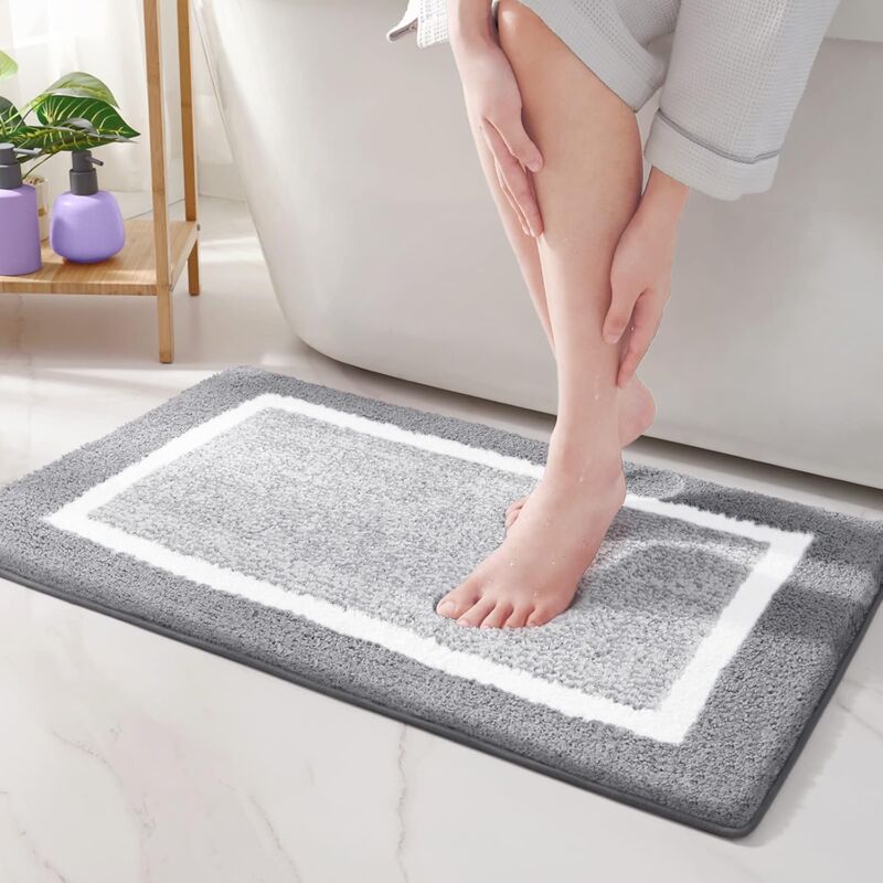 45 × 65 Cm Weiche Mikrofaser-badematte, Rutschfeste, Maschinenwaschbare Badematten, Wasserabsorbierender Duschteppich, Strapazierfähige Bodenmatten (grau)