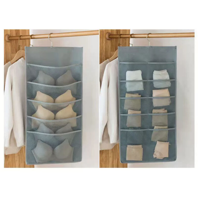 Schrankorganizer Mit 15 Fächern, 1er-pack Faltbarer Unterwäsche-organizer, Hängender Bh-halter, Oxford-stoff, Platzsparender Becher (grau, 40 X 80 Cm)