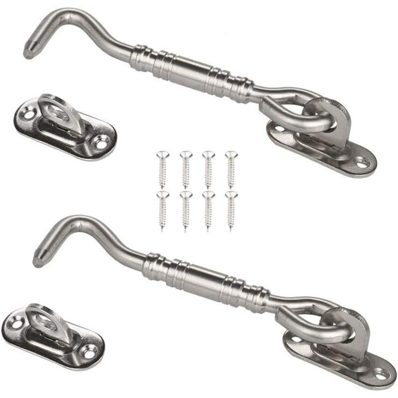 Haken Für Hütten, 2er-pack Edelstahl-schuppenverschluss, 6-zoll-torverschluss Für Tür- Und Fensterschlösser, Silber