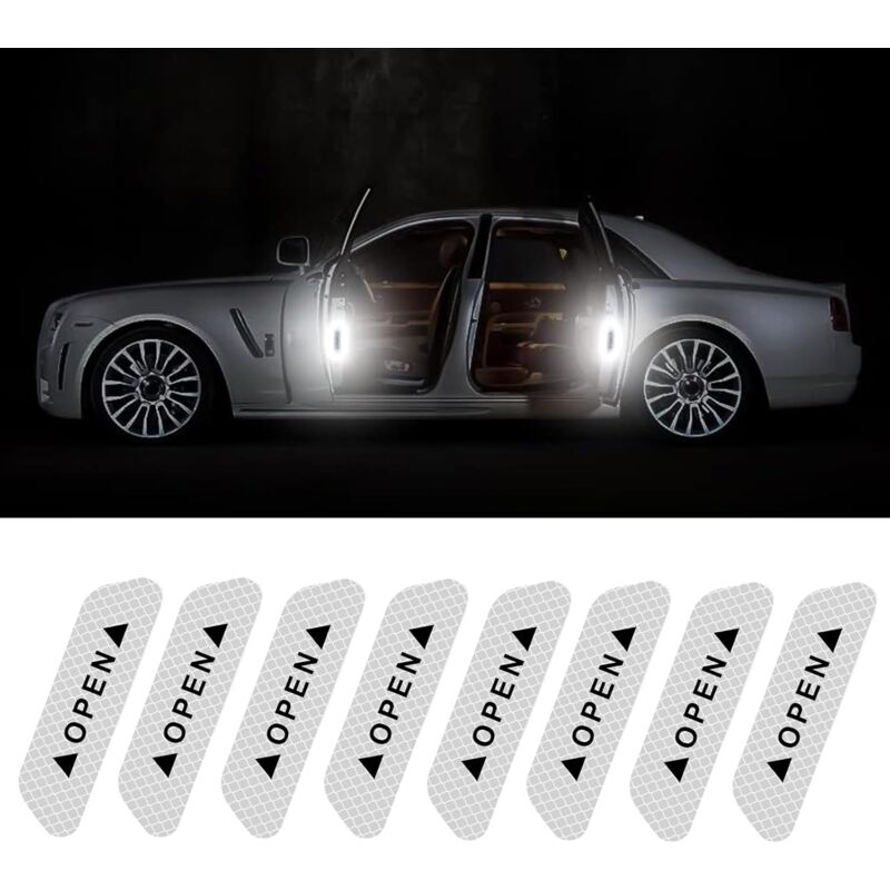 8 Stück Reflektierende Aufkleber, Wasserfeste Reflektierende Aufkleber, Reflektierender Warnstreifen, Reflektierender Aufkleberstreifen, Für Autotürkanten (silber)