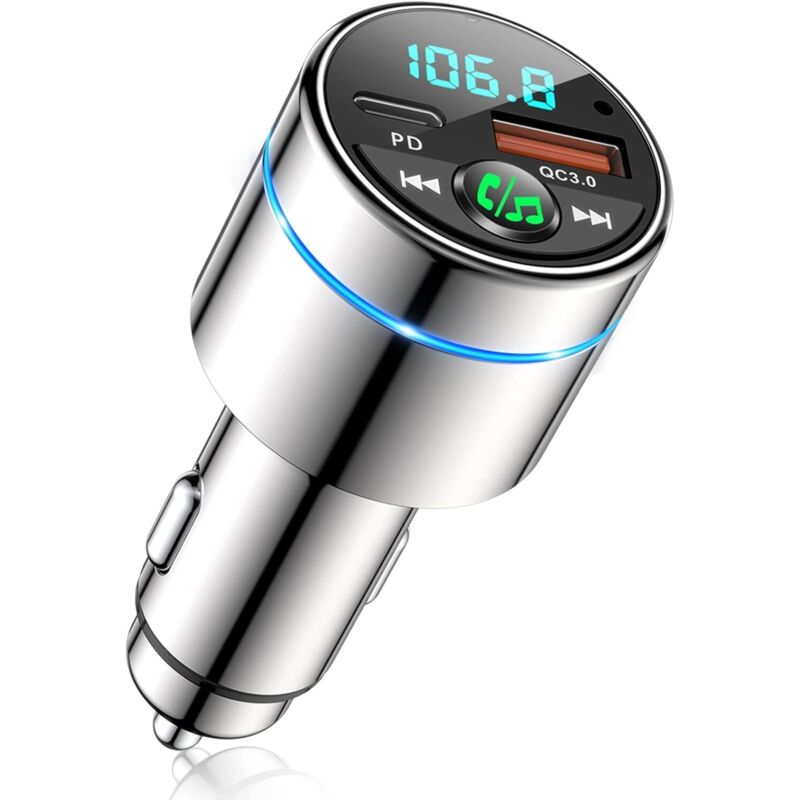 Bluetooth 5.3 Fm-transmitter, Ganzmetall-bluetooth-kfz-adapter, Pd30w Typ-c+qc3.0 Schnellladegerät Fürs Auto, Bluetooth-autoradio-adapter, Geräuschunterdrückung, Freisprechfunktion, Hi-music