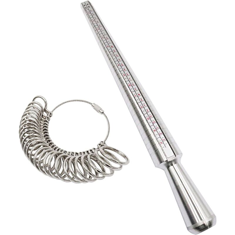 Ringgrößenmesser Und Ringe Aus Stahl Zur Bestimmung Der Richtigen Ringgröße Für Damen Und Herren