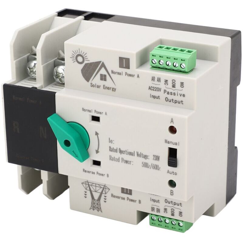 Automatischer Dual-power-umschalter 2p, Synchronisationsregler, Millisekunden-schaltgeschwindigkeit, Ac 230 V, 50/60 Hz, Pv-anlage Auf Netzstrom, 80 A