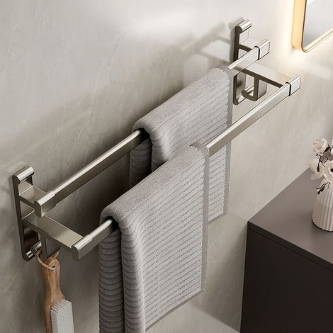 Selbstklebender Handtuchhalter Für Bad Und Küche, Edelstahl Sus304, Wandmontage, Wasserdicht, Mit Doppelhaken – 40 Cm – Rapanda
