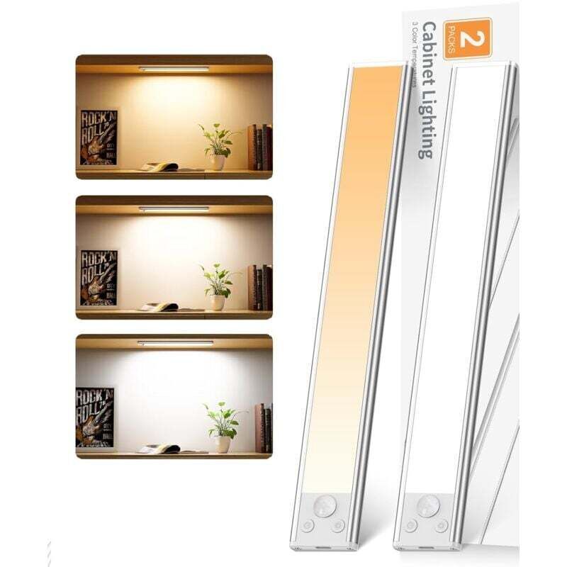 Unterbau-küchenbeleuchtung, 30 Cm Schrankleuchte, Usb-wiederaufladbarer Led-streifen Mit Bewegungssensor, 3 Beleuchtungsmodi, Für Küche, Kleiderschrank, Treppe, Spiegel, Wand – 2er-pack
