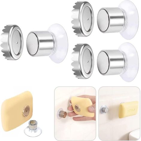 Seifenschalen-set, 1 Stück, Magnetischer Saugnapf-seifenhalter, Magnetischer Duschseifenhalter, Wandmontage, Edelstahl, Kein Bohren Erforderlich, Badezimmer, Küche, Wc (3-teilig – Zylindrisch), 3,1 X