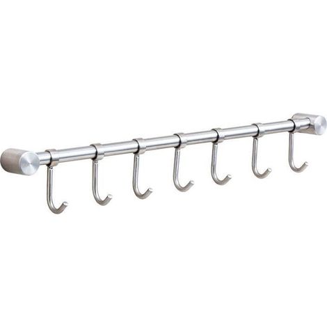 Handtuch- Und Küchenutensilienhalter Aus Edelstahl Mit Abnehmbarer 40 Cm Wandhalterung - 7 Haken, Gebürstete Oberfläche (7 Haken)