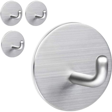 Set Mit 4 Robusten, Selbstklebenden Haken Zum Aufhängen Von Waschlappen, Wasserfest, Abnehmbar, Ohne Nägel, Aus Edelstahl, Silberfarben - Rapanda