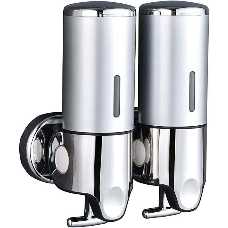 Doppelter Wandseifenspender Für Shampoo, Conditioner, Duschgel Und Lotion Für Bad Oder Küche, Silber