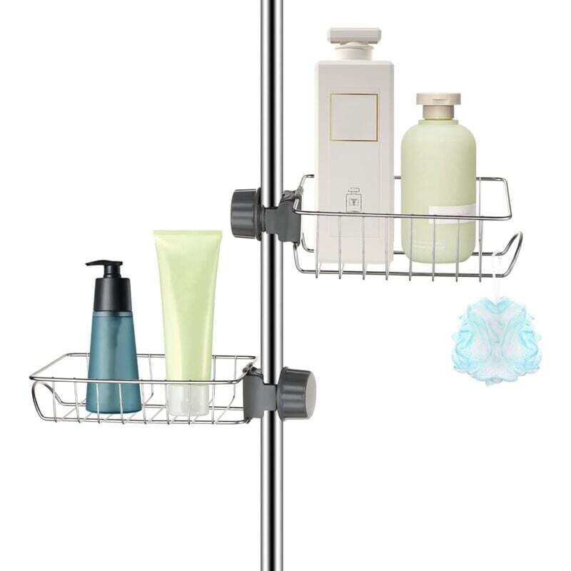 2x Edelstahl-duschablage (bohrfrei), Teleskop-badezimmerablage Aus Edelstahl, Duschablage, Seifenablage Für Duschseife, Duschkorb Für Shampoo