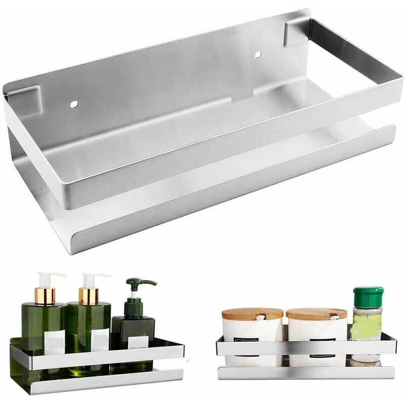Duschablage Ohne Bohren, Verbesserte Version, Superstarke Selbstklebefläche Für Perfekten Halt, Badezimmerablage Aus Edelstahl (silber)