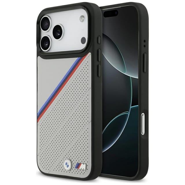 Bmw M Tricolor Metal Logo Magsafe Hülle Für Iphone 17 Pro Max Grau