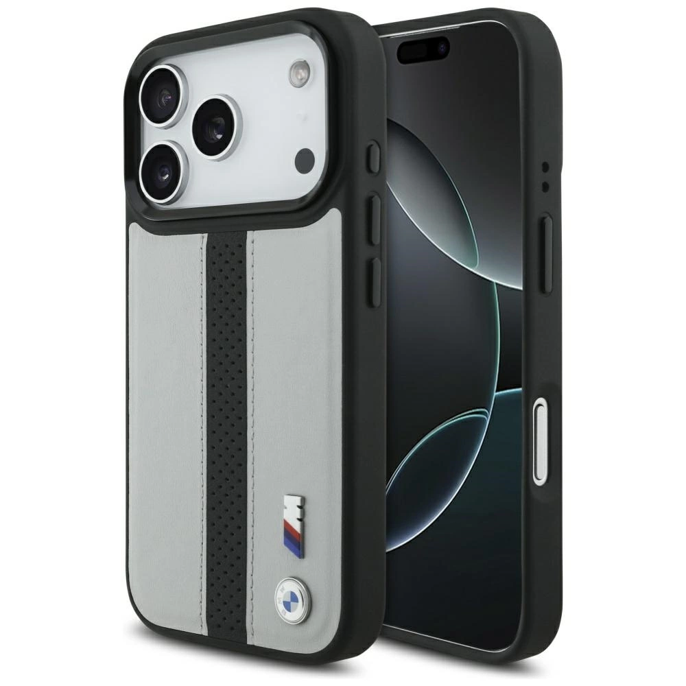 Bmw M Magsafe Hülle Mit Perforiertem Streifenlogo Für Iphone 17 Pro – Grau