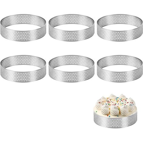 Set Mit 6 Dessertringen Aus Edelstahl (8 Cm Durchmesser) – Perforierte Törtchenformen – Backringe Für Kuchen, Gebäck, Mini-kuchen, Mini-pizzen, Muffins Und Törtchen