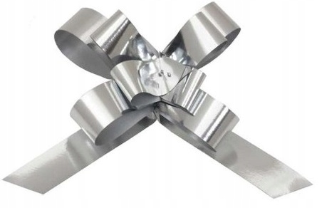 Schleifenband 2 Cm, 25 Stück. Silbermetall.