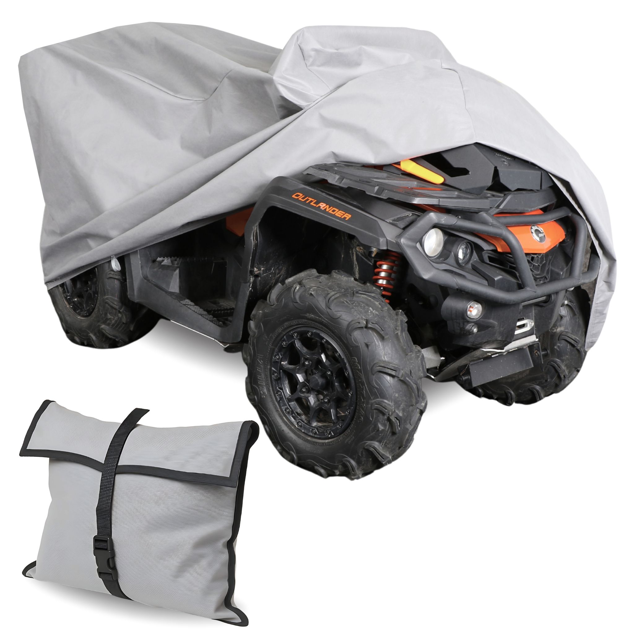 Quad-abdeckung Mit Topcase L 200-225 Plane Uv-schutz Klassisches Grau