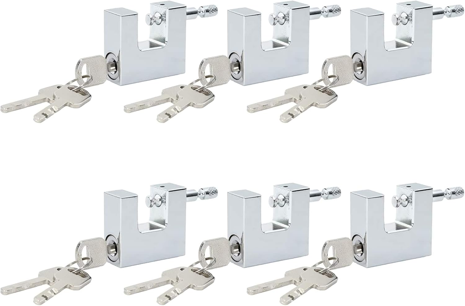 6-teiliges Vorhängeschloss-set Aus Silberfarbenem Stahl, Modernes Vorhängeschloss, Wasserabweisend, Robust, Sicher, Zuverlässige Kette Für Den Innen- Und Außenbereich