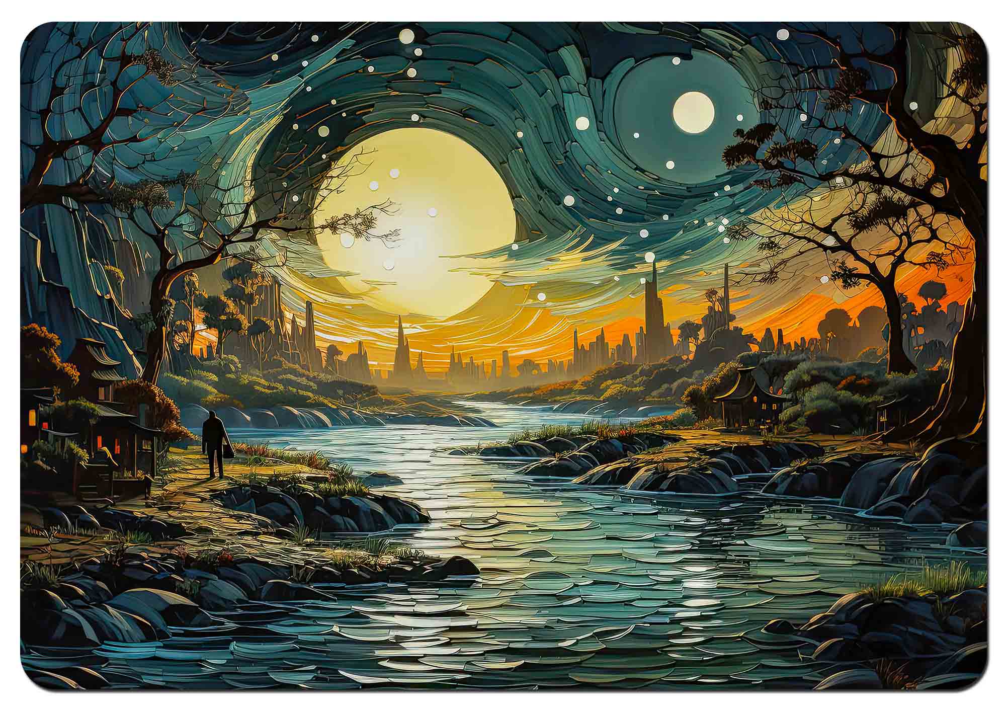 Schreibtischunterlage 50×70 Cm, Futuristisches Muster – Umweltfreundlicher Filz, Hd-druck, Tischplattenschutz, Für Büro Und Wohnzimmer – Bertoni