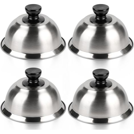 4x Hamburgerkuppel Aus Edelstahl, 16,7 Cm, Käseschmelzkuppel, Burger-grillkuppel, Steak-wärmekuppel