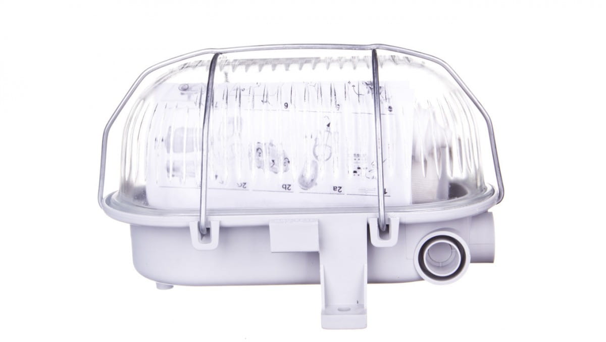 Ovale Kanalleuchte 1x60w E27 Schutzklasse Ii 230v Ip44 Mit Metallgitter, Grau 121173/eu