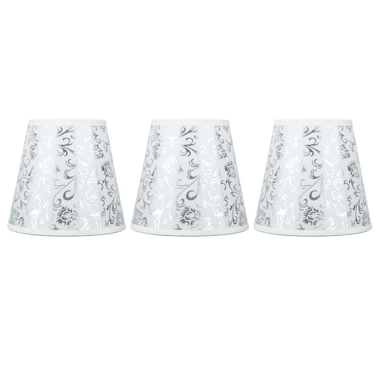 Aufsteckbarer Stofflampenschirm, Moderner Stil, Für E14-glühbirne, Kronleuchter Oder Tischlampe, 3er-set, Silber.