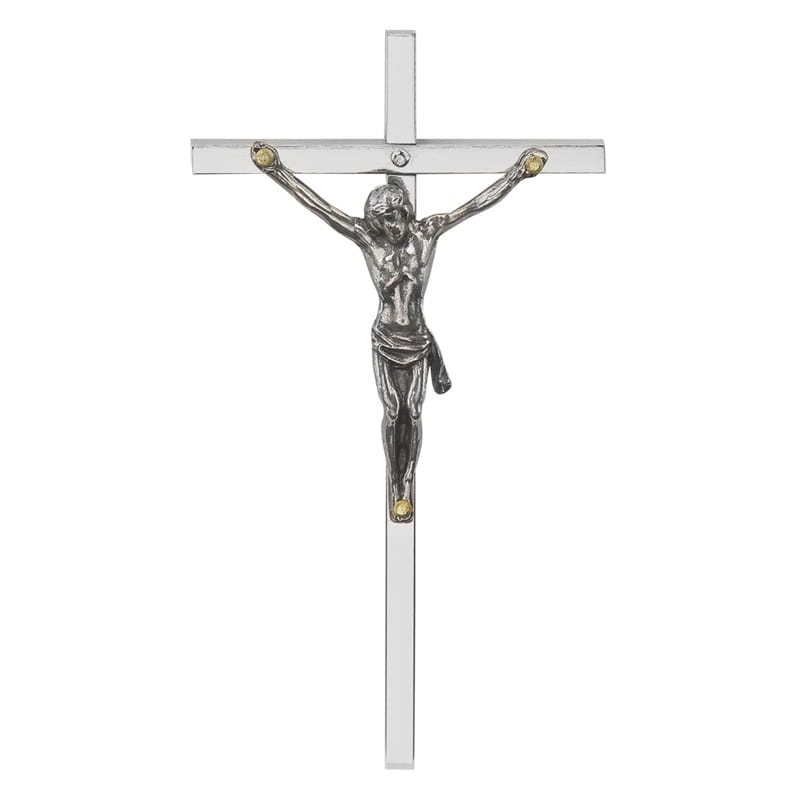 Hängendes Kreuz Aus Neusilber, 9,5 Cm