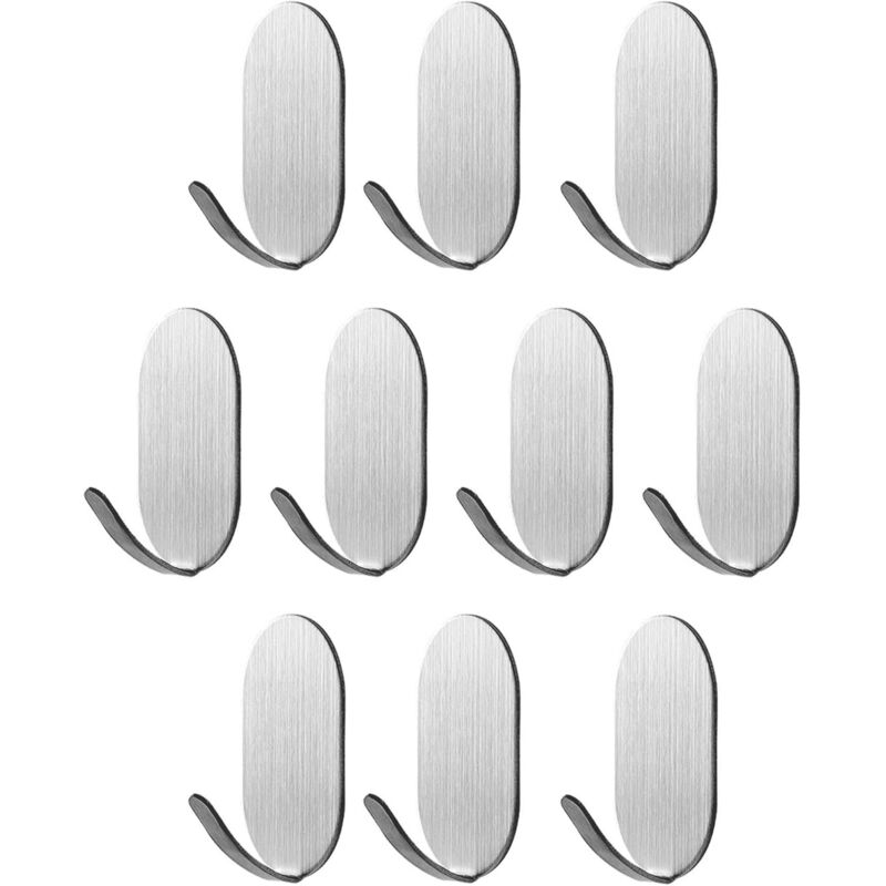 Set Mit 10 Selbstklebenden Edelstahl-wandhaken – Kein Bohren Erforderlich, Langlebig Für Küche, Bad, Türen Und Kleidung
