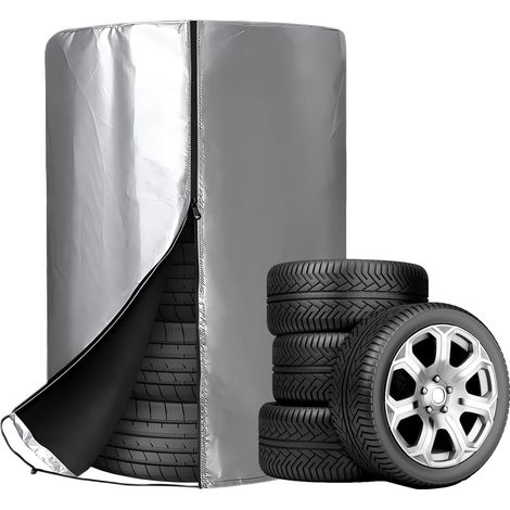 Silber, 210d Oxford-gewebe, 85 X 120 Cm, Universal-autoreifenabdeckung, Wasserdichte Reifenabdeckung, Staubdichte Reifenaufbewahrungshülle, Reifentasche Mit Reißverschlüssen Für 4 Reifen