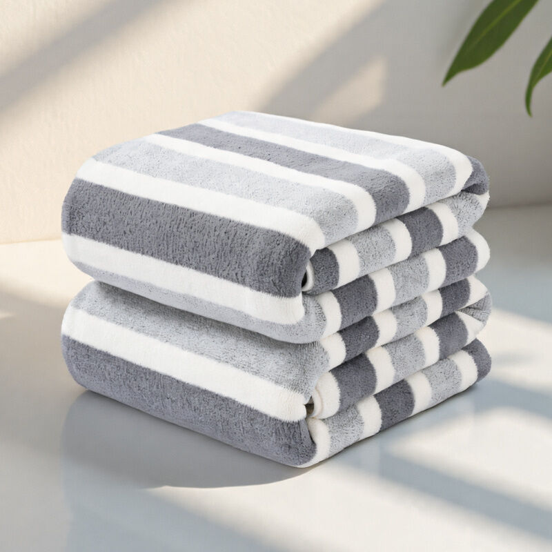 Set Aus 2 Extra Großen, Luxuriösen, Weichen, Gestreiften Badetüchern, Ultra-saugfähig Und Schnelltrocknend, Ideal Für Den Täglichen Gebrauch. (br)