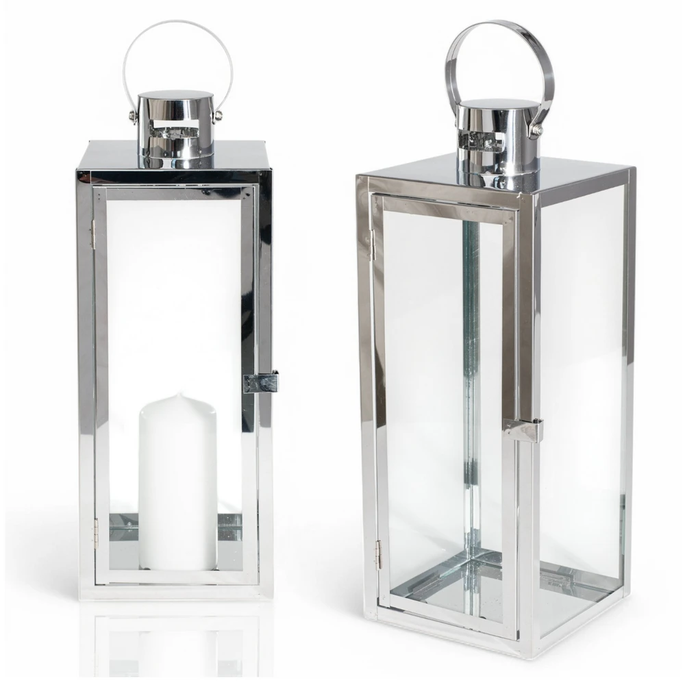 Terrassenlaterne Für Wohnzimmer Oder Balkon, Silber-chromfarben, Glamourös, Groß, 63 Cm