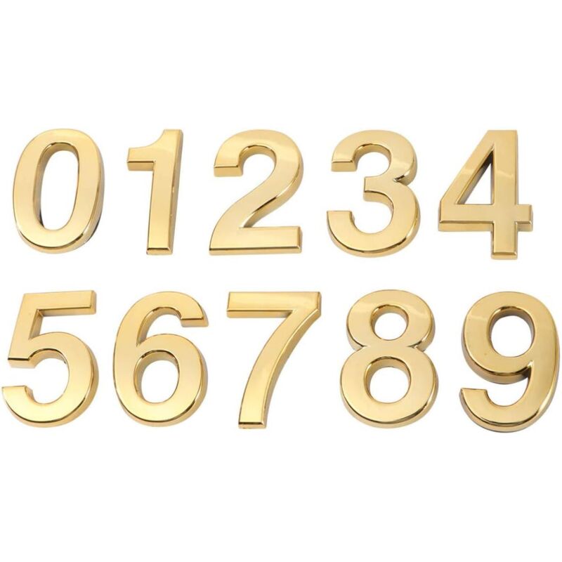 10 Stück (gold) Stereoskopische Metall-nummernschilder, Moderne Haus- Und Hoteladressen-aufkleber (0-9, Eines Für Jede Zahl)