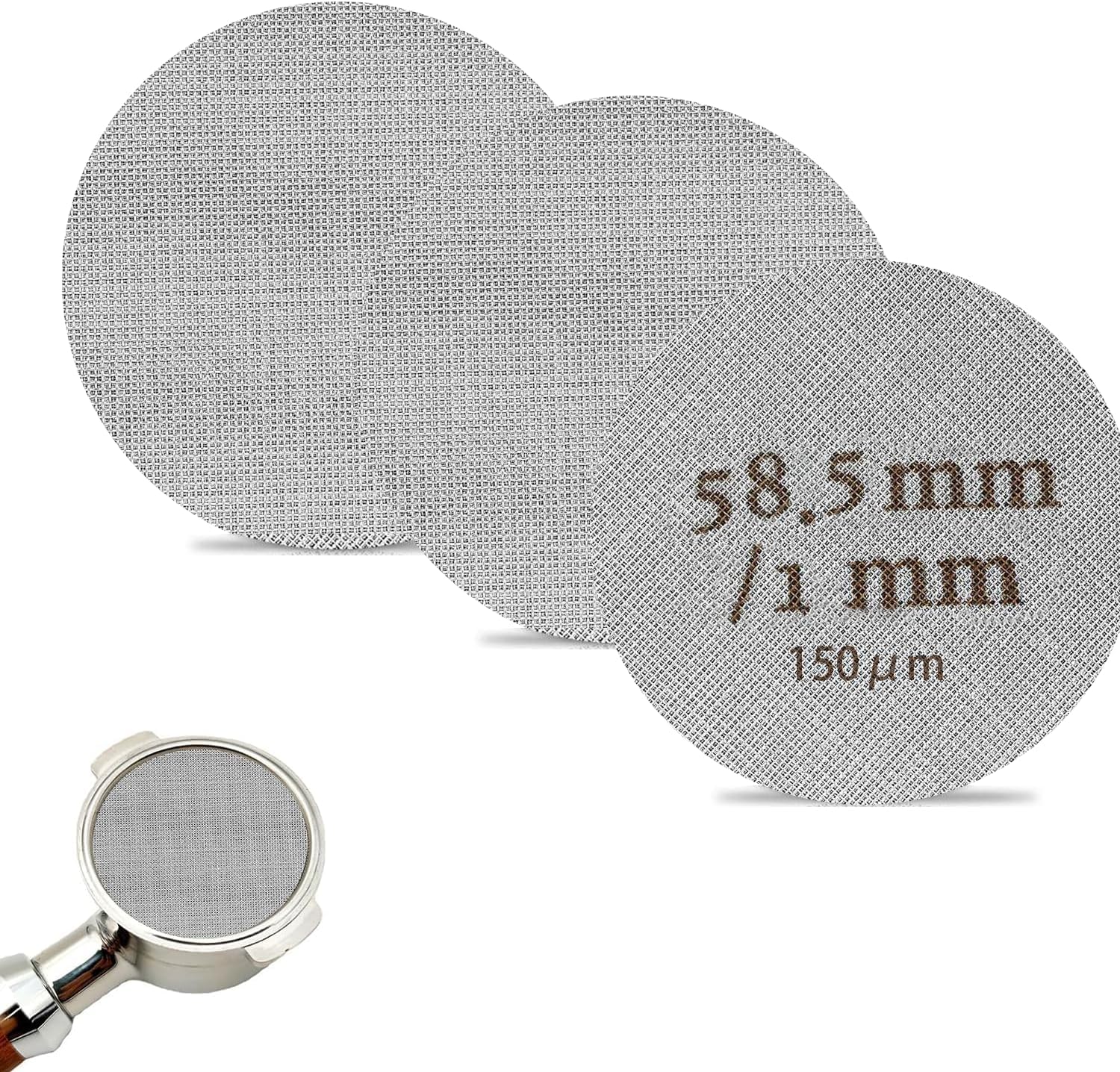 Puck-sieb, 3-teiliges Espresso-filterset, 58,5 Mm, 1 Mm Dick, Für Siebträger, 150 Μm Edelstahl 316, Espresso-zubehör, Barista-zubehör, Filter Für 58-mm-siebträger