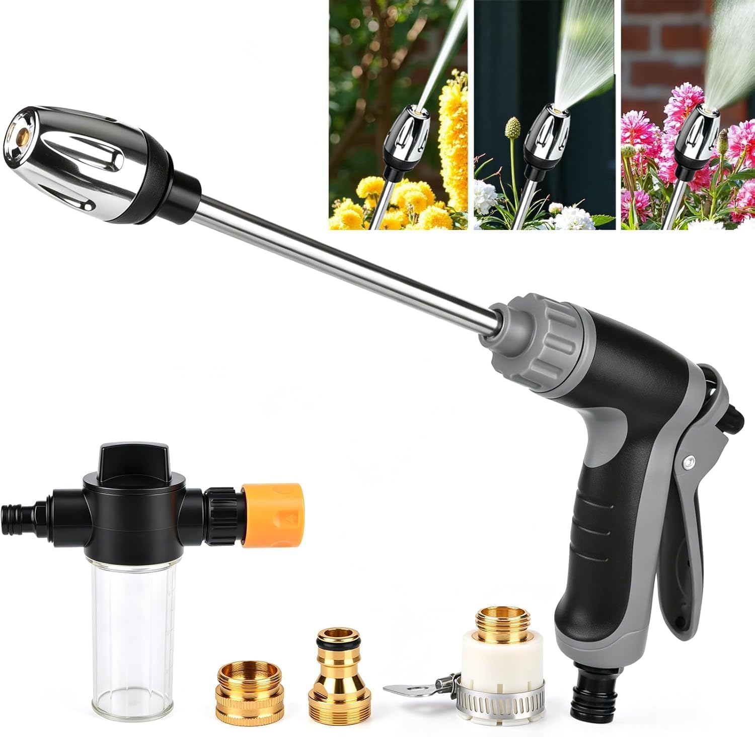High Pressure Gun For Garden Hose, Water Pressure Washer, Garden Hose Original With Accessories, Ideal For Car Washing, Garden & Patio (b)
