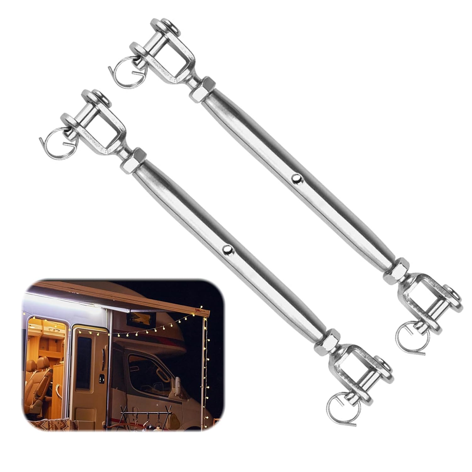 Pucio Stainless Steel Shroud Tensioner, Pack Of 2, M6 Turnbuckle Tensioner, Awning Tensioner, Turnbuckle, Cable Tensioner, Wire Rope Tensioner, Fork For Sailing Boat, Awnings Canopy