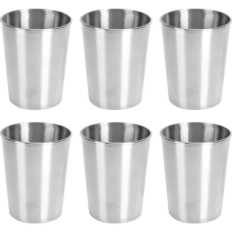 Edelstahlbecher, 6 Stück À 250 Ml, Stapelbar Und Wiederverwendbar, Ideal Zum Trinken, Für Reisen Und Camping, Für Bier Und Whisky