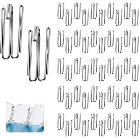 Set Mit 50 Edelstahl-duschvorhanghaken, Faltenvorhanghaken, 4-zinken-duschvorhanghaken Und Vorhangringen Für Duschvorhänge Und Vorhangzubehör
