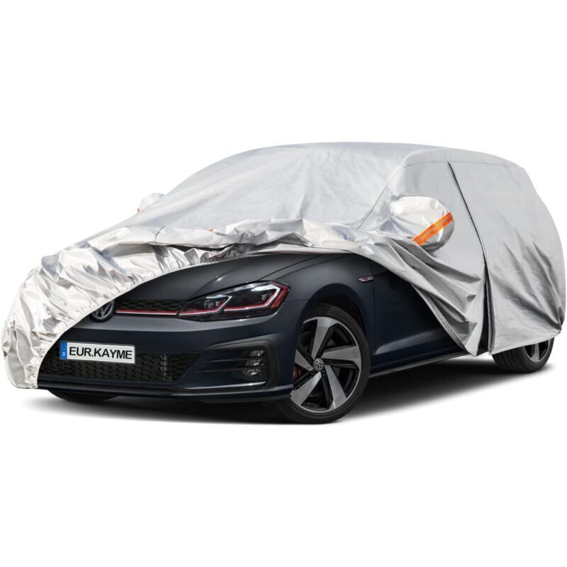 Wasserdichte Und Atmungsaktive Autoabdeckung, Schutzabdeckung Gegen Regen Und Sonne Für Den Außenbereich Mit Reißverschluss Und Baumwollfutter, Passend Für Golf, 308, Captur Und Megane (schrägheck, 41